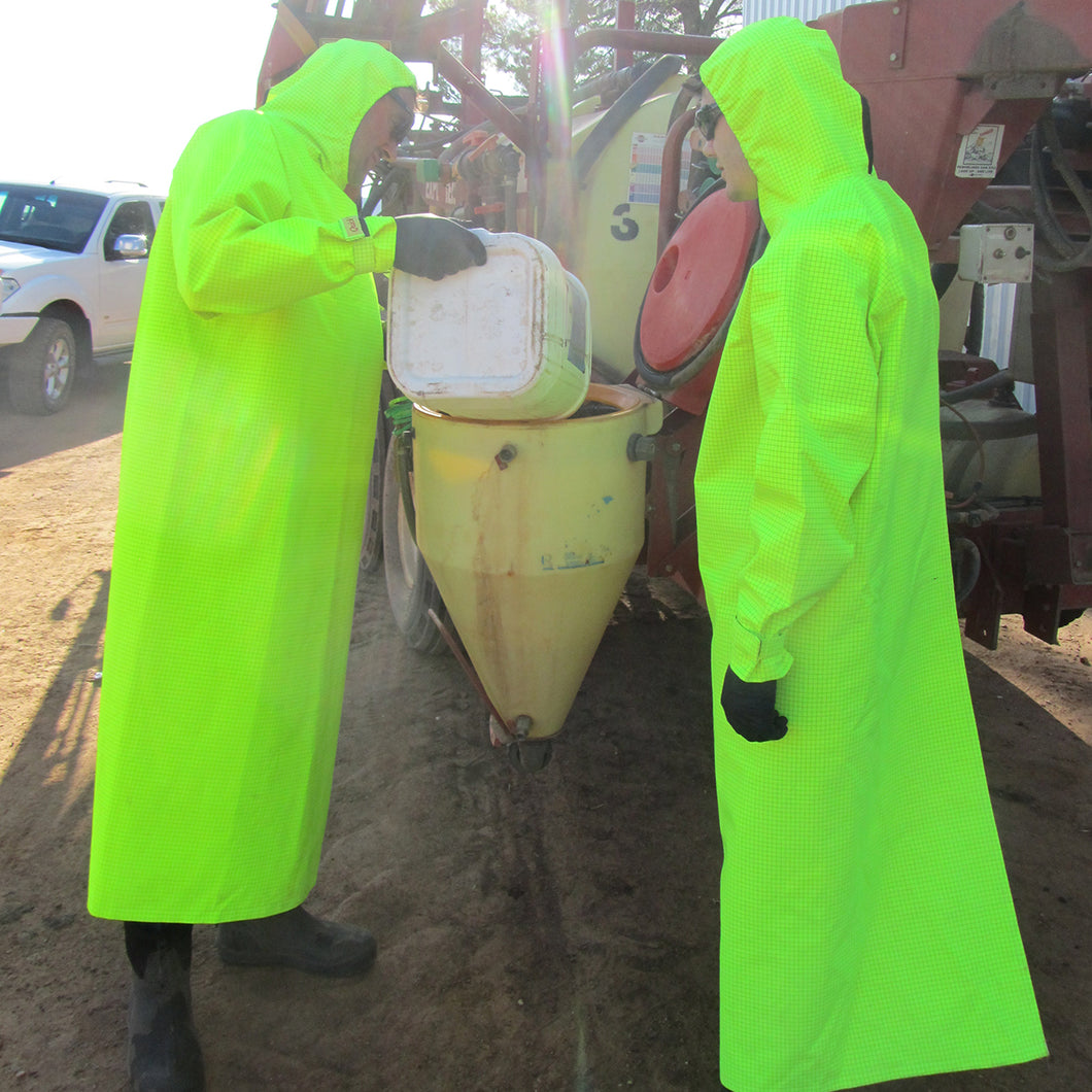 Personal Protective Equipment (PPE). Quick N Safe Chemical Protection Apron for farm and industrial use protecting the wearer from exposure to harmful chemicals. 